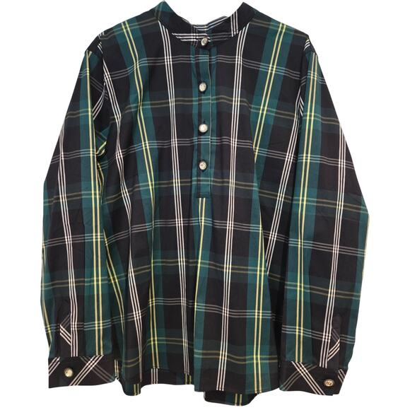 Chico's Size 4 Women's 20/22 Cotton Plaid Popover Blouse Top Sparkly Buttons - Picture 1 of 7